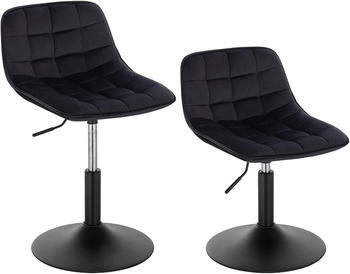 Woltu Barhocker Samt schwarz 2er Set (BH300sz-2)