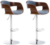 Clp - 2er Set Barhocker Kingston Stoff Walnuss/blau