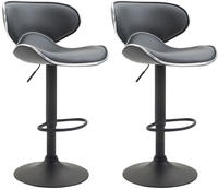 2er Set Barhocker Las Vegas Kunstleder Grau Schwarz