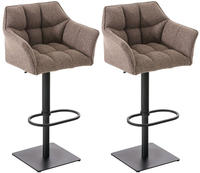 Clp - 2er Set Barhocker Damaso Stoffbezug Schwarz Terrabraun
