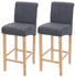 Mendler 2er-Set Barhocker HWC-C33, Barstuhl Tresenhocker, Holz dunkelgrau, helle Beine, Stoff/Textil