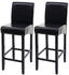 Mendler 2er-Set Barhocker HWC-C33, Barstuhl Tresenhocker, Holz schwarz, dunkle Beine, Leder