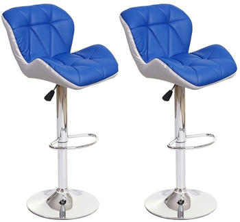 Mendler 2er-Set Barhocker MCW-A92, Barstuhl Tresenhocker, höhenverstellbar Kunstleder blau
