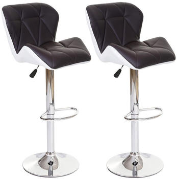 Mendler 2er-Set Barhocker MCW-A92, Barstuhl Tresenhocker, Kunstleder braun