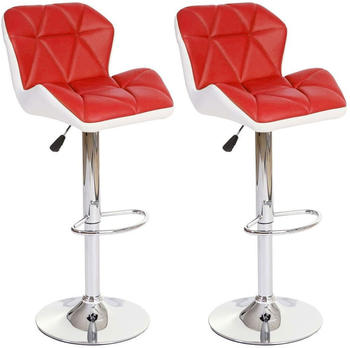Mendler 2er-Set Barhocker MCW-A92, Barstuhl Tresenhocker, Kunstleder rot