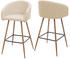 Mendler 2er-Set Barhocker MCW-D72, Barstuhl Tresenhocker Küchenhocker mit Lehne, Metall Holzoptik Stoff/Textil, creme-beige
