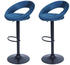Mendler 2er-Set Barhocker MCW-F46, Barstuhl Tresenhocker Bistrohocker, Gestell schwarz Samt, petrol-blau