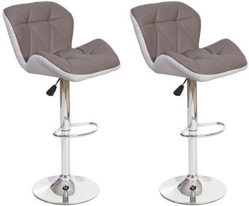 Mendler 2x Barhocker HWC-A92, Barstuhl Tresenhocker, h&ouml;henverstellbar Kunstleder taupe-grau