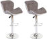 Mendler 2x Barhocker HWC-A92, Barstuhl Tresenhocker, höhenverstellbar Kunstleder taupe-grau