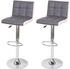 Mendler 2x Barhocker MCW-G87, Tresenhocker Barstuhl, höhenverstellbar Kunstleder grau-weiß, Chromfuß