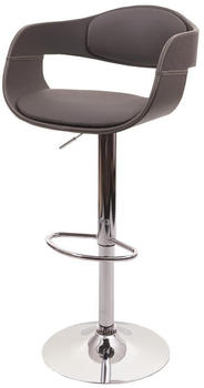 Mendler Barhocker HWC-A47b, Barstuhl Tresenhocker, Retro-Design, Holz Kunstleder matt grau