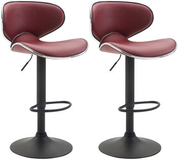 CLP 2er Set Barhocker Las Vegas V2 Kunstleder schwarz bordeauxrot - 316026