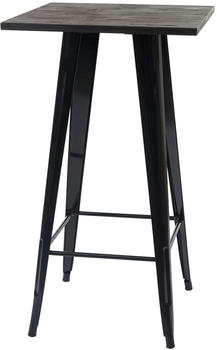 Mendler Stehtisch HWC-A73 inkl. Holz-Tischplatte, Bistrotisch Bartisch, Metall Industriedesign 107x60x60cm ~ schwarz - schwarz Holz 70401