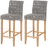 Mendler 2er-Set Barhocker HWC-C33, Barstuhl Tresenhocker, Holz Schriftzug, grau, helle Beine, Stoff/Textil