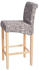 Mendler 2er-Set Barhocker HWC-C33, Barstuhl Tresenhocker, Holz Schriftzug, grau, helle Beine, Stoff/Textil