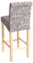 Mendler 2er-Set Barhocker HWC-C33, Barstuhl Tresenhocker, Holz Schriftzug, grau, helle Beine, Stoff/Textil