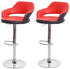 Mendler 2x Barhocker HWC-F16, Barstuhl Tresenhocker Drehhocker, mit Lehne Kunstleder rot-schwarz
