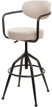 Mendler Barhocker HWC-H10f, Barstuhl Tresenhocker Drehhocker, h&ouml;henverstellbar Industrial Wildleder-Optik vintage beige