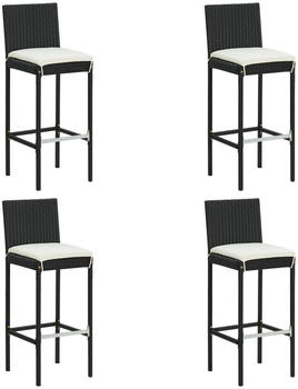vidaXL Garten-Barhocker mit Kissen 4 Stk. Schwarz Poly Rattan (313437)