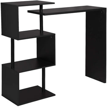 Woltu Bartisch mit 3 Ablagefl&auml;chen schwarz (BT27sz)