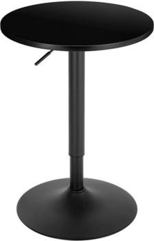 Woltu Bartisch mit runder Tischplatte h&ouml;henverstellbar aus MDF Metall Schwarz