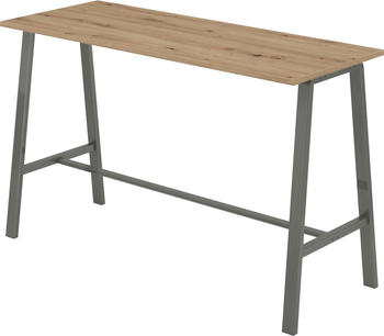 b&uuml;m&ouml; Meetingpoint Industrial Look, Bistrotisch eckig 175 x 68 cm, Stehtisch Holz-Platte, Bartisch Asteiche, Gestell aus Metall natur, Buffettisch, - braun Holzwerkstoff BU-MPA17-R-T