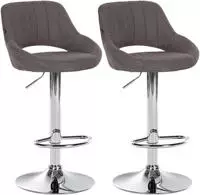 Clp - 2er Set Barhocker Milet Stoff Dunkelgrau Metall In Chromoptik