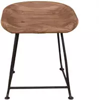 SIT Hocker "Live Edge" aus massiver Akazie, mit Metallgestell