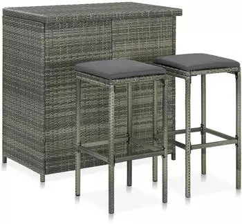 vidaXL 3-tlg Bar Set Poly Rattan Grau (313472)