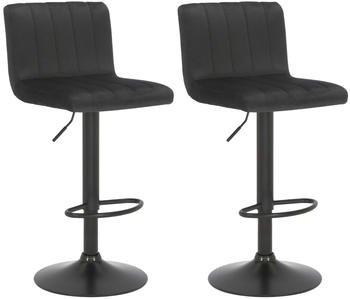 CLP 2er Set Barhocker Jamie Samt schwarz (323347)