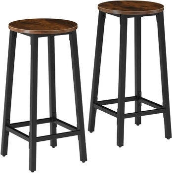 TecTake 2er Set Barhocker Corby Sitzh&ouml;he 66 cm - braun Holzwerkstoff (404332)