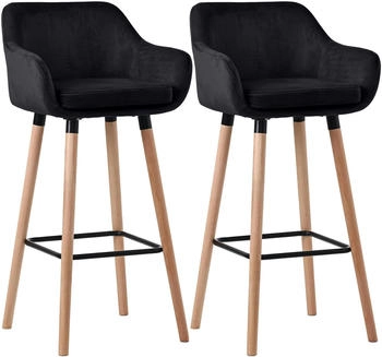 CLP 2er Set Barhocker Grant Samt schwarz (312935)