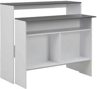 vidaXL Bartisch mit 2 Tischplatten Wei&szlig; und Grau 130 x 40 x 120 cm