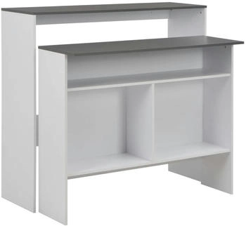 vidaXL Bartisch mit 2 Tischplatten Weiß und Grau 130x40x120 cm (280221) vidaXL Bartisch mit 2 Tischplatten Weiß und Grau 130x40x120 cm (280221)