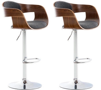CLP 2er Set Barhocker Kingston Stoff walnuss/dunkelgrau (315031)
