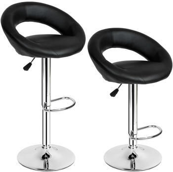 TecTake 2er Set Barhocker Christian Sitzh&ouml;he 63 - 83 cm - schwarz (401560)