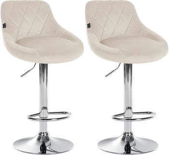 CLP 2er Set Barhocker Lazio Samt chrom creme (323245)