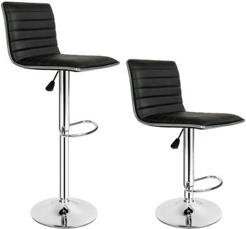 TecTake 2er Set Barhocker Johannes Sitzh&ouml;he 60 - 81 cm - schwarz (401561)