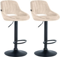 Clp - 2er Set Barhocker Milet Samt Creme Metall Matt Schwarz