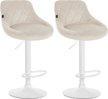 CLP 2er Set Barhocker Lazio Samt wei&szlig; creme (323259)