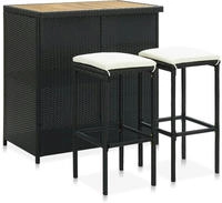 vidaXL 3-tlg. Bar-Set Poly Rattan Schwarz