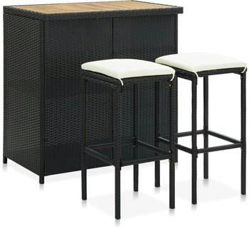 vidaXL 3-tlg Bar-Set Poly Rattan Schwarz (313473)