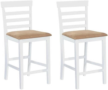 vidaXL Barhocker 2 Stk Wei&szlig; Stoff (241702)