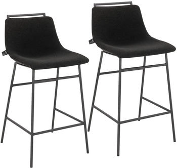 Svita CAMILLE 2er Set Barhocker Barst&uuml;hle mit Lehne Boucle Schwarz - schwarz (98242)