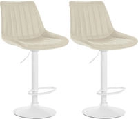 Clp - 2er Set Barhocker Toni Kunstleder Creme Metall Matt Weiss