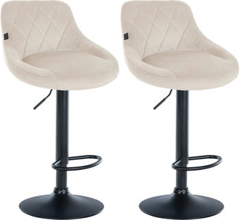 CLP 2er Set Barhocker Lazio Samt schwarz creme (323252)