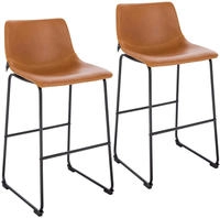 John 2-er Set Barhocker Barstuhl Mit R&uuml;ckenlehne Retro Kunst-leder Cognac - Svita