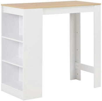 vidaXL Bartisch mit Regal Weiß 110x50x103 cm (280215) vidaXL Bartisch mit Regal Weiß 110x50x103 cm (280215)