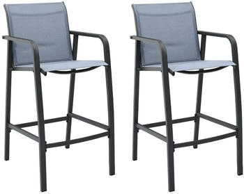 vidaXL Garten-Barst&uuml;hle 2 Stk Grau Textilene (48118)