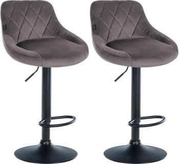 CLP 2er Set Barhocker Lazio Samt schwarz grau (323255)